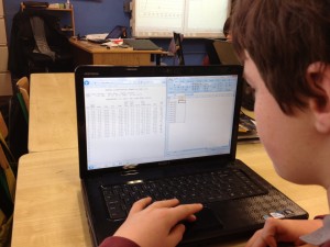 Here is Kevin using the data from www.brayweather.com to create a graph on the laptop.