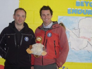 Nugget and Mr Vance with Jonathan Bradshaw, famous Antarctic explorer!