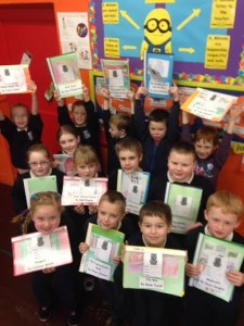 Some very excited St. Peter's students with their finished books! 